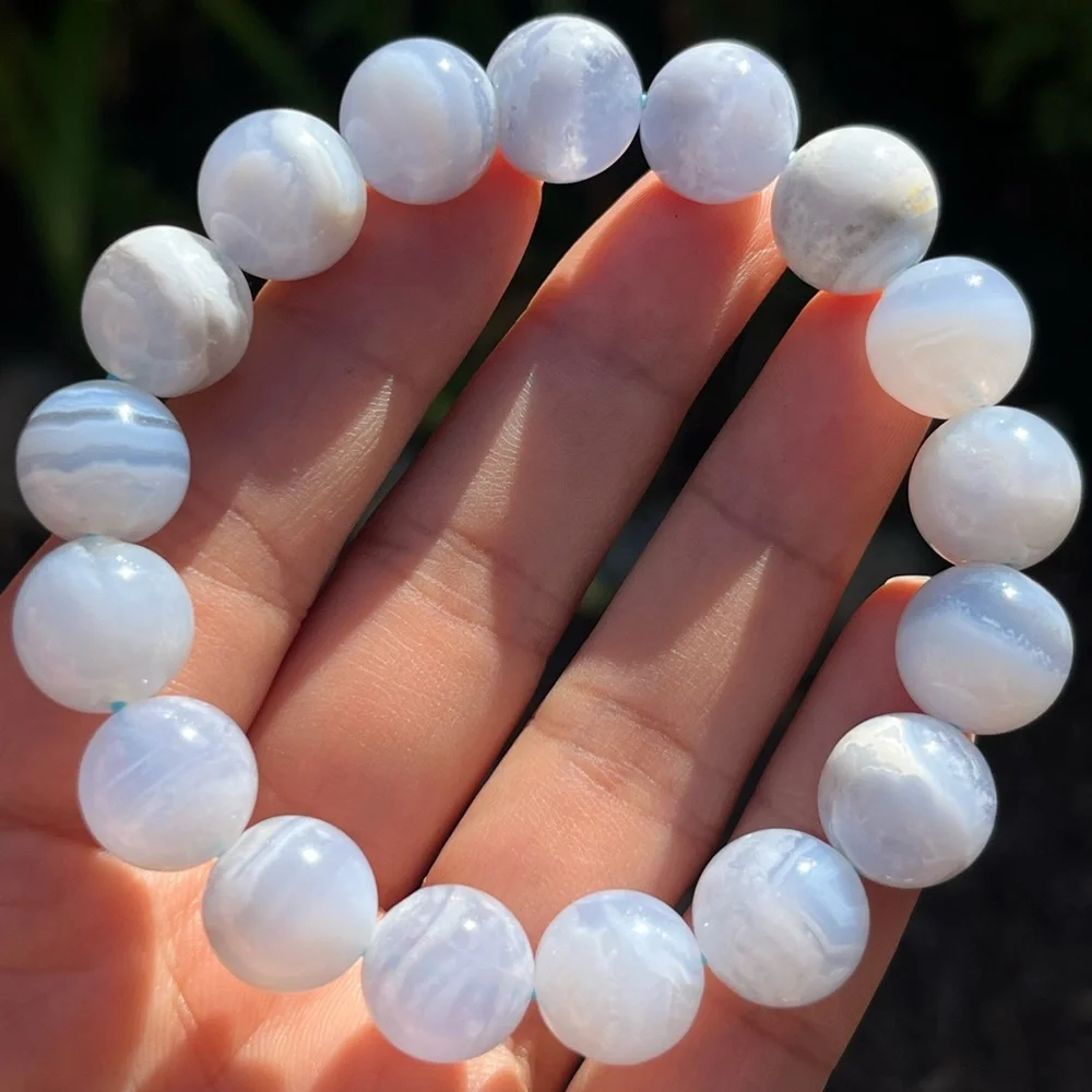 12.5mm stretchable blue lace agate bracelet 0171‎